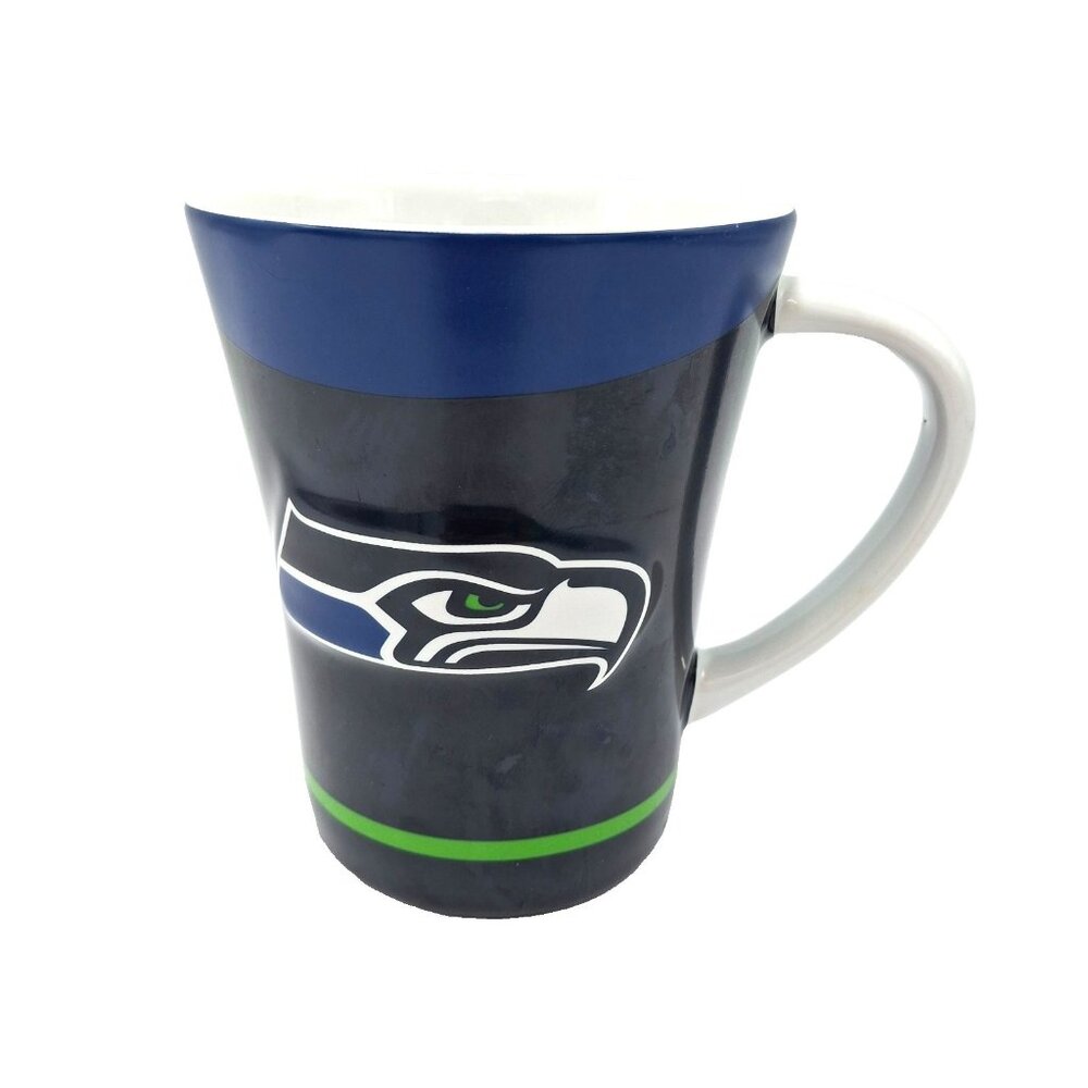 Seattle Seahawks Fan Coffee Mug 12 oz Official NFL Merchandise Hologram Sticker